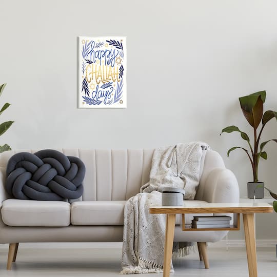 Stupell Industries Happy Challah Days Hanukkah Stars Wall Plaque Art